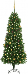 Brad de Craciun artificial cu LED-uri/globuri verde 240 cm 