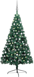 Brad de Craciun artificial LED-uri and globuri verde 150 cm 