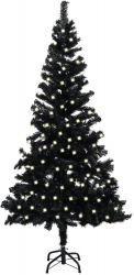 Brad de Craciun artificial LED-uri and suport negru 240 cm PVC 