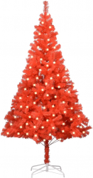 Brad de Craciun artificial LED-uri and suport rosu 240 cm PVC 