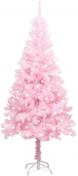 Brad de Craciun artificial LED-uri and suport roz 240 cm PVC 