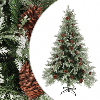 Brad de Craciun cu conuri de pin verde/alb 120 cm PVC and PE