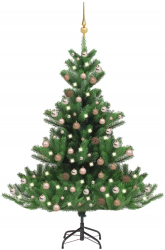 Pom de Craciun artificial brad Nordmann LED and globuri verde 240cm 