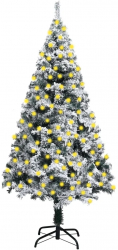 Pom de Craciun artificial cu LED-uri and zapada verde 240 cm 