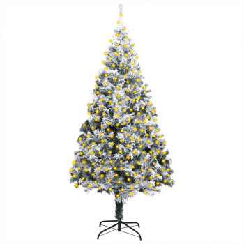Pom de Craciun artificial cu LED-uri and zapada verde 300 cm PVC 