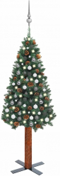 Set brad Craciun subtire LED-uri and globuri verde 210 cm PVC 