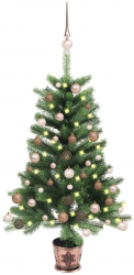Set pom de Craciun artificial cu LED-uri and globuri verde 90 cm 