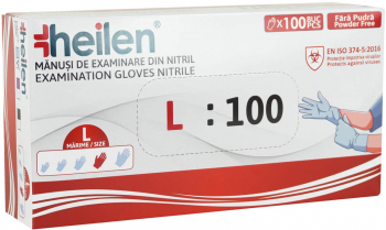 Set 100 Manusi Heilen de unica folosinta din nitril nepudrate Albastru L 