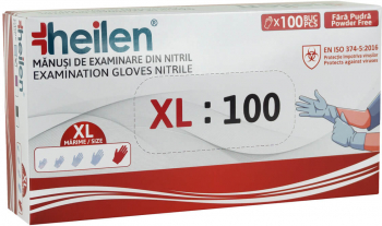 Set 100 Manusi Heilen de unica folosinta din nitril nepudrate Albastru XL 