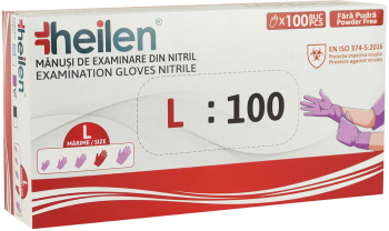 Set 100 Manusi Heilen de unica folosinta din nitril nepudrate Violet L 