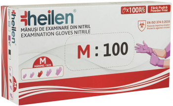 Set 100 Manusi Heilen de unica folosinta din nitril nepudrate Violet M 