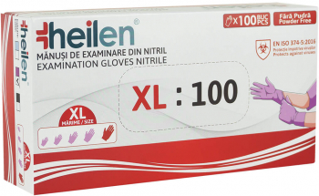 Set 100 Manusi Heilen de unica folosinta din nitril nepudrate Violet XL 