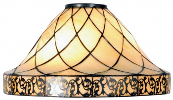 Abajur veioza din sticla bej si polirasina Tiffany 45x28 cm 
