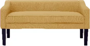 Banca cu tapiterie textil galben si picioare lemn negru FIRONA 127x56x60 cm 