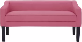 Banca cu tapiterie textil roz si picioare lemn negru FIRONA 127x56x60 cm 