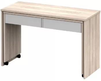 Birou extensibil cu sertare din pal alb maro maro stejar Versal 120x50x75 cm 