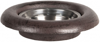 Bol hranire animale din inox cu suport din fier maro Ø 22 cm x 5 h 