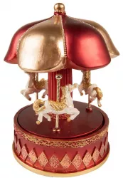Carusel muzical Craciun rosu auriu 11x16 cm 