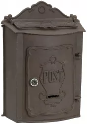 Cutie postala de perete din fier maro 27 cm x 11 cm x 37 h 
