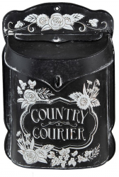 Cutie postala de perete Country Courier din fier negru alb 26x10x35 cm 