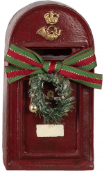 Decoratiune Cutie Postala Craciun din polirasina rosie 8x6x15 cm 