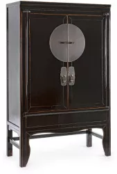 Dulap 2 usi din lemn negru patinat Jinan 108 cm x 48 cm x 174 h 