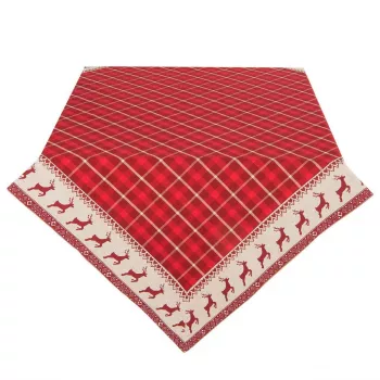 Fata de masa din bumbac crem rosu model Reni 100x100 cm 