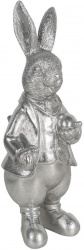 Figurina Iepuras Boy din polirasina argintie 12x11x22 cm 