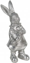 Figurina Iepuras Boy din polirasina argintie 12 x 11 x 22 cm 