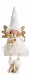 Figurina Inger alb auriu picioare textil 14x5x34 cm 