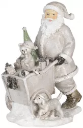 Figurina Mos Craciun din polirasina argintie 12 cm x 8 cm x 15 h 