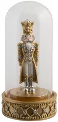 Figurina Spargatorul de Nuci cupola de sticla din polirasina aurie cu led Ø 12x24 cm 