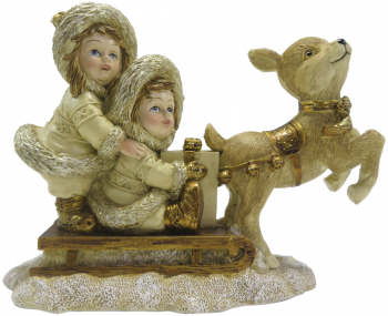Figurine Fetite si Caprioara polirasina 16x7x12 cm 