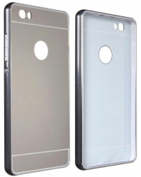 Husa Bumper Aluminiu Mirror I-berry Pentru Huawei P9 Lite 2016 Argintiu 