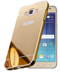 Husa Bumper Aluminiu Mirror I-berry Pentru Samsung Galaxy J1 2016 Auriu 