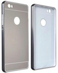 Husa Bumper Aluminiu Mirror Iberry Argintiu Pentru Huawei Y6II 2nd 