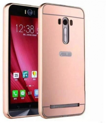 Husa Bumper Aluminiu Mirror Roz Iberry Pentru Asus ZenFone 2 Laser 5.0 ZE500KL 
