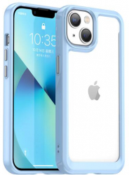 Husa Compatibila cu Apple iPhone 14 Plus iberry Space Rama Silicon Albastru 
