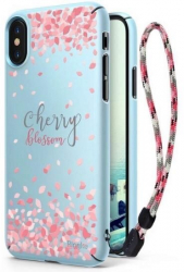 Husa Compatibila cu Apple iPhone XS iPhone X-Ringke Cherry Blossom Albasta 