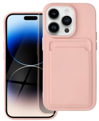 Husa Silicon Compatibila cu Apple iPhone 14 Pro Max Forcell Card Case Roz 