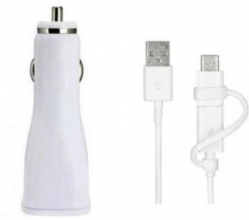 Incarcator Auto Compatibil cu Samsung 2 x USB+Cablu Combo MicroUSB+Type-C -EP-N920W Alb Alb 