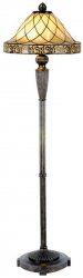 Lampadar cu baza din polirasina maro si abajur sticla Tiffany 46x168 cm 