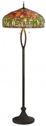 Lampadar cu baza din polirasina maro si abajur sticla Tiffany 56x165 cm 