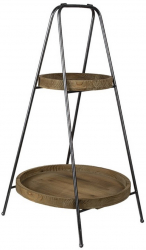 Platou 2 etaje metal lemn maro 46x75 cm 