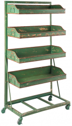 Raft tip expozor 4 polite metal verde antichizat 71x40x133 cm 