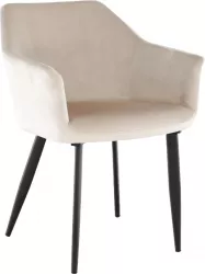 Scaun-fotoliu tapiterie bej picioare metal negru Odovel 56x63x82 cm 