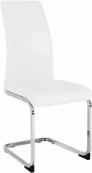 Scaun tapiterie piele ecologica alba picioare crom Vatena 42x56x99 cm 