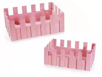 Set 2 cosuri din lemn roz 27x18x10 cm 