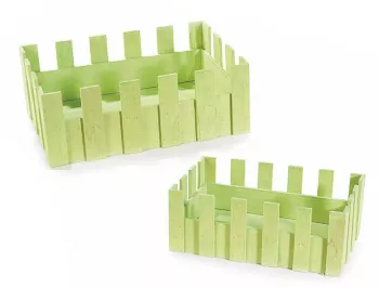 Set 2 cosuri din lemn verde 27x18x10 cm 