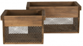 Set 2 cutii depozitare lemn metal maro 32x19x16 cm 